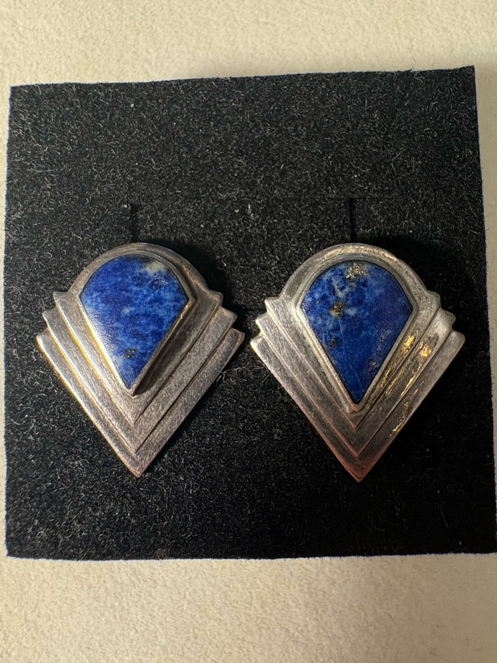 Sterling Silver & Lapis Stud Earrings